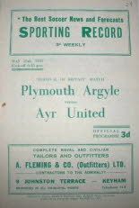 Plymouth Argyle (a) 16 May 51