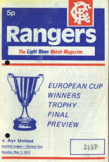 Rangers (a) 1 May 72